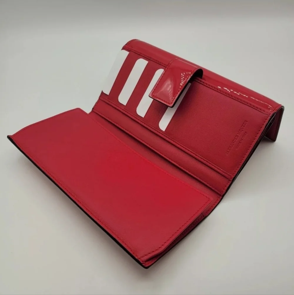 ALEXANDER McQUEEN Fucsia Patent Leather Continental Wallet, NWT